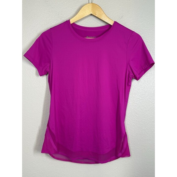 Athleta Fuchsia Pink Cadence Tee Short Sleeve Women's Workout Top Size XS EUC - Picture 3 of 12